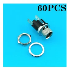 60x DC Power Supply Jack Socket Female Panel Mount Connector 3-Pin 5.5 x 2.1mm