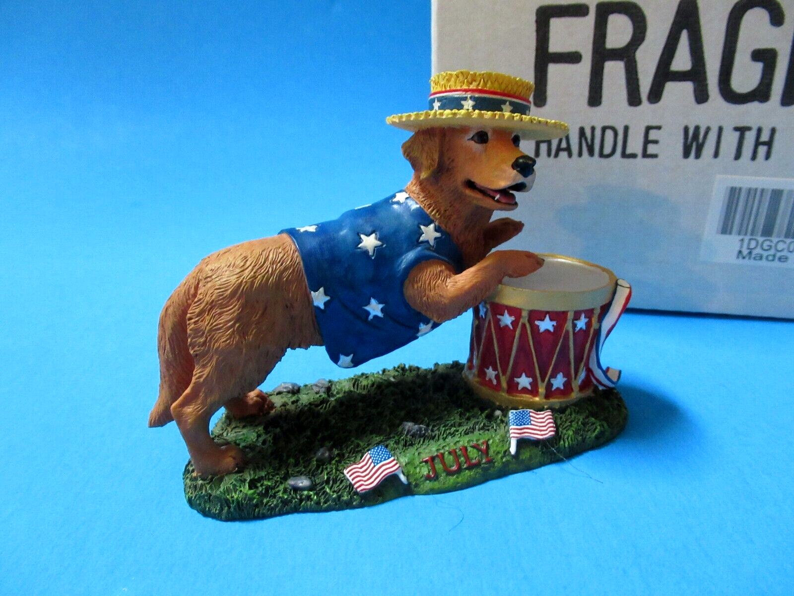 Danbury Mint Golden Retriever DOG month Perpetual Calendar figurine JULY patriot