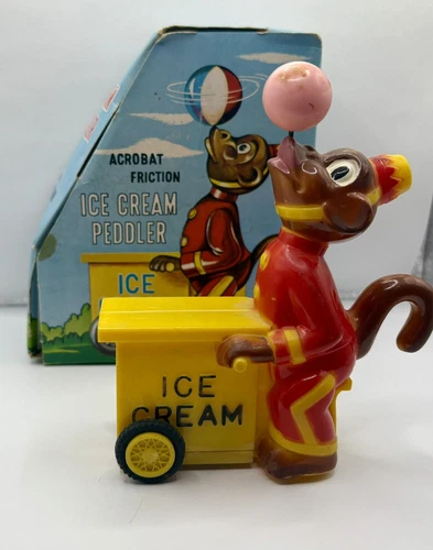 MARX Ice Cream Peddler Acrobat Monkey Vintage Friction Toy In-Box HK 080823WT