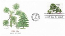 White Pine Green Cone Pinus Strobus Tree Save & Protect Nature USA FDC 1978