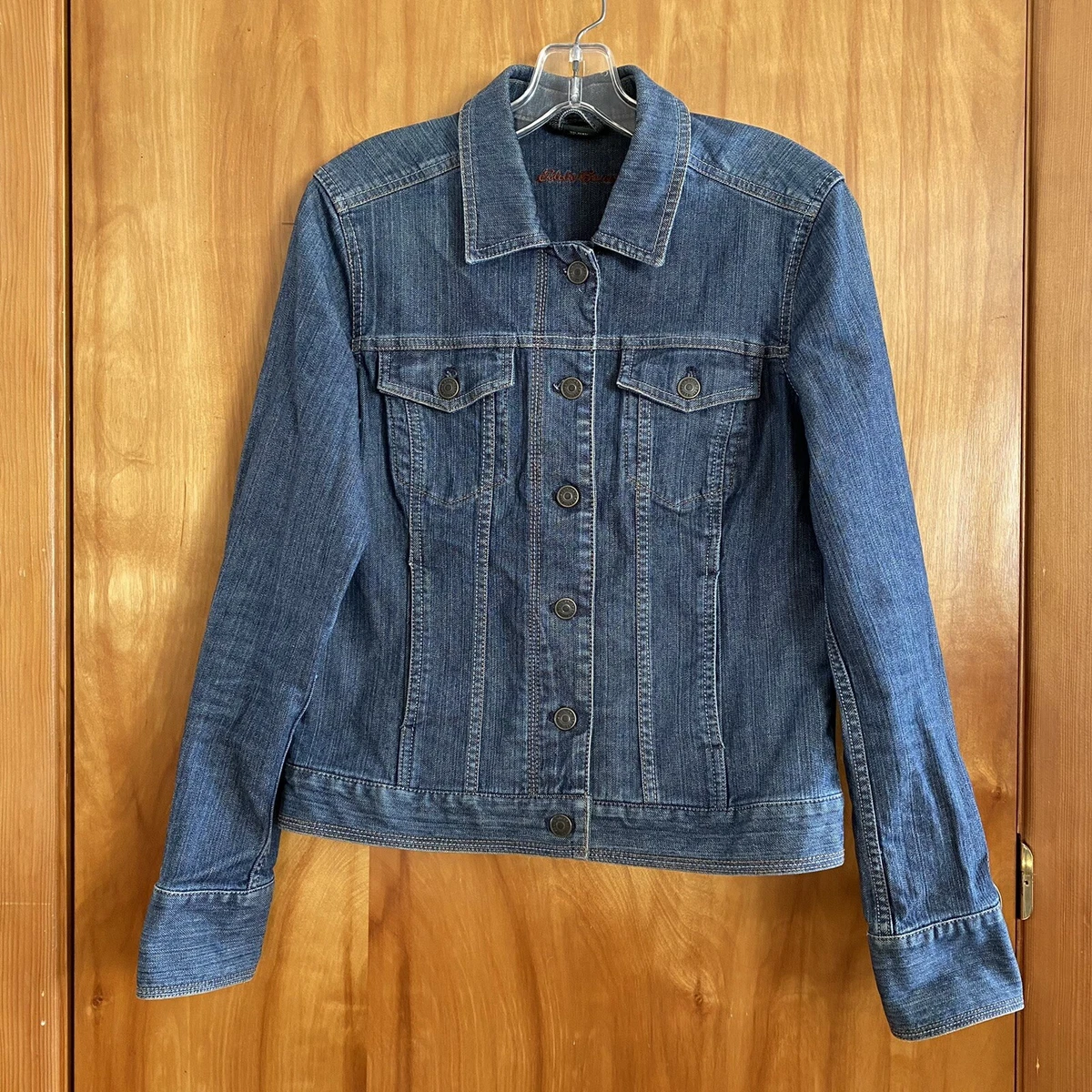 Eddie Bauer Women's Stretch Blue Denim Jacket Specially Dyed Size