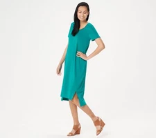 H by Halston Regular Essentials Scoop-Neck Midi Dress - Teal Green, Size: L