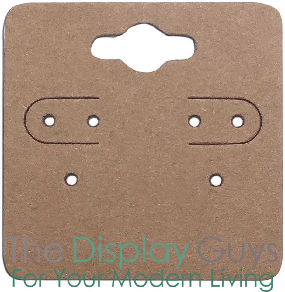 500pc 2x2" Inch Kraft Paper Earrings Display Hanging Cards for Accessory Jewelry - Image 3 of 4