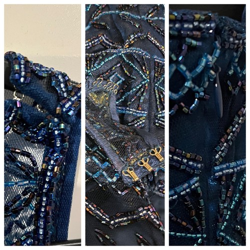Alyce Designs Beaded Maxi Dress Plus Size18 Embellished Formal Satin Gown Blue - Picture 5 of 6