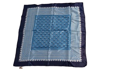 Andante Scarf Made in Italy Soft 26x26 Blue Ships Design 100% Acetate 