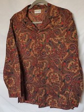 Vintage Paisley Groovy Patterned Long Sleeve Button up Shirt No tags Handmade