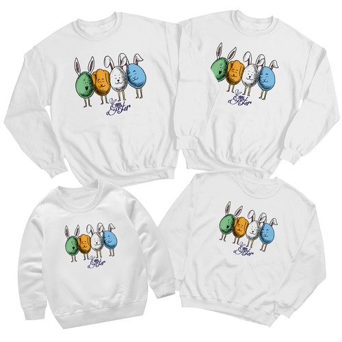 Family Eggs with Bunny Ears Happy Easter Sweatshirt Jumper Holiday Matching #ED - Picture 26 of 27