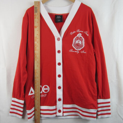 delta sigma theta sorority women's red cardigan big boy headgear large - Picture 4 of 6