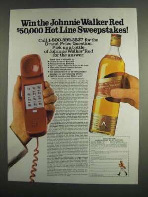 1984 Johnnie Walker Red Label Scotch Ad - Hot Line