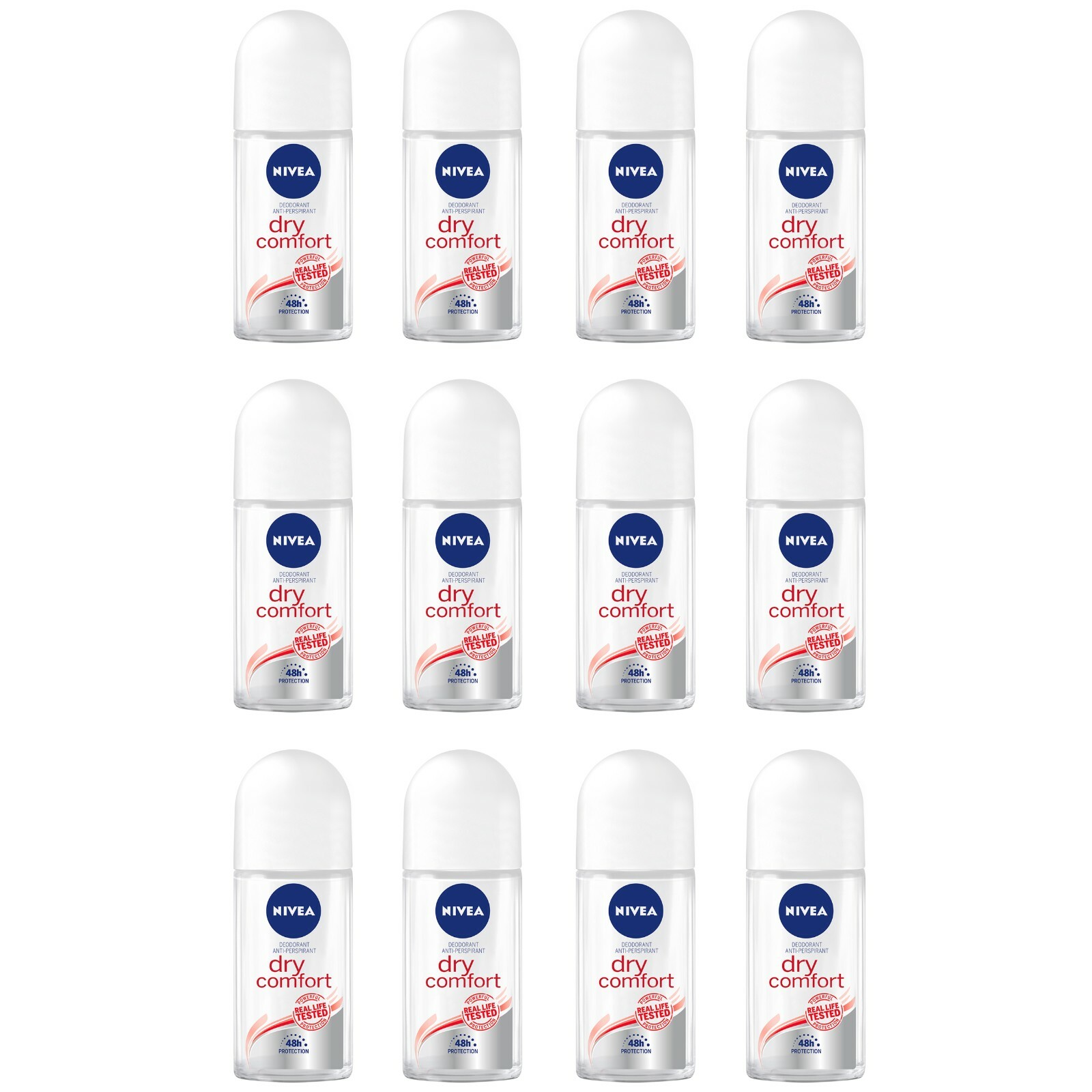 12 pezzi NIVEA DRY COMFORT deodorante corpo roll on deo deodoranti 50ml NUOVO