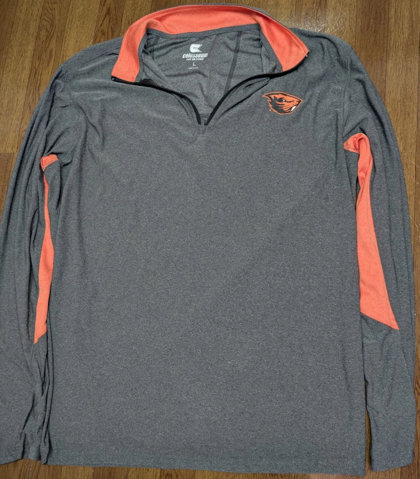 Camisa cortavientos negra grande Oregon State Beavers Colosseum Cameron con cremallera en cuarto de baño Foto 3 de 4