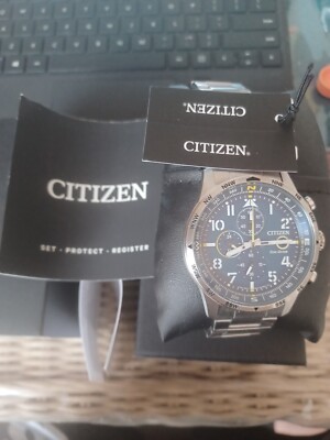 Citizen Eco-Drive Men's Chronograph GMT Date Silver Watch 43MM CA0790-59E