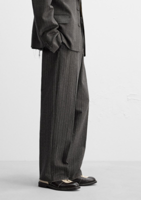 Zara x Harry Lambert Loose Striped Suit Trousers Dark Grey W30 W34