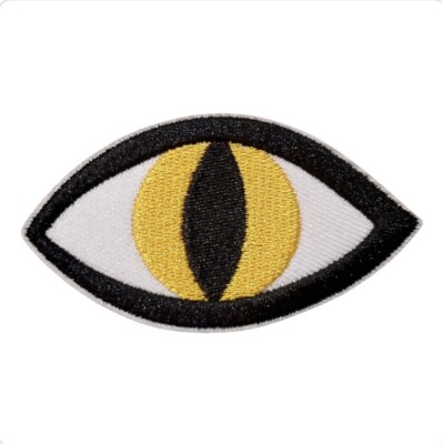 Yellow Cat Eye Patch. Embroidered. Iron On. 3''x1.5''