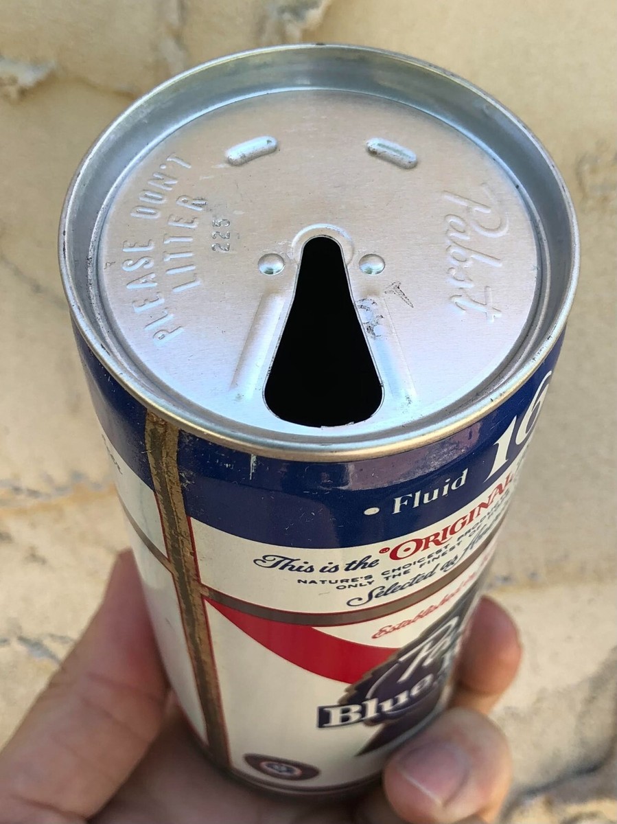 Vintage 70's Beer Can - Pabst Blue Ribbon - 16 OZ - Crimped Steel