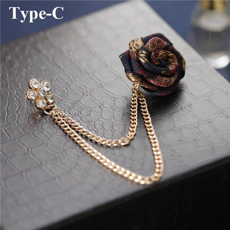 Men Suit Collar Lapel Brooch Pin Clip Rose Tassel Chain Tuxedo Formal Dress  | eBay UK