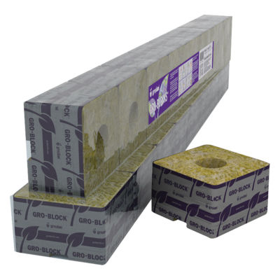 Grodan Rockwool Delta 6.5 Block / Cube 4''x4''x2.5'' With Hole - Strip of 6