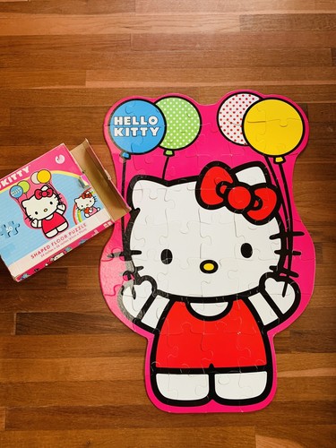 HELLO KITTY Shaped Floor Puzzle 50 piece 24" x 36" Complete - Afbeelding 1 van 9