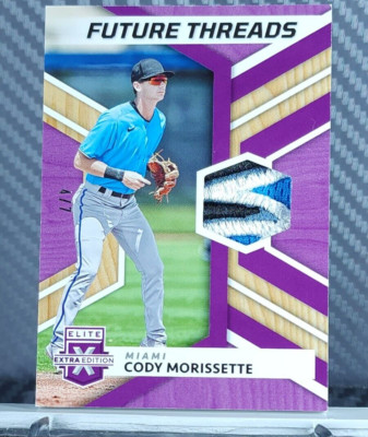 Cody Morissette 2022 Elite Extra PURPLE SP /7 FUTURE THREADS #FT-CM Marlins RC
