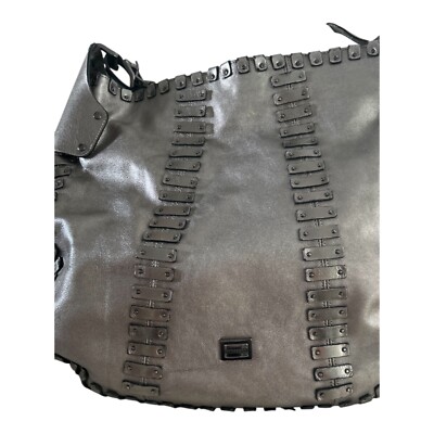 Burberry Runway Metallic Gunmetal Large Hobo Shoulder Handbag