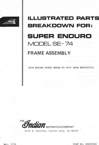 20+ INDIAN Enduro Dirtbike Motorcycle Service Manuals & Parts Catalogs 1970-1977 - Picture 10 of 10