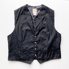 Wah Maker Frontier Clothing Mens XL Black Silk Damask Western Victorian Vest USA