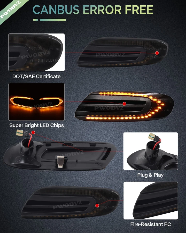 Frecce laterali nere chiare LED ambra per BMW MINI Cooper F55 F56 F57 - Immagine 3 di 4