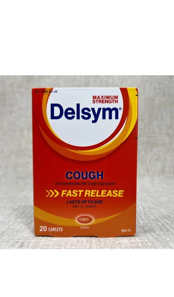 Lote de 2 Delsym Fuerza Máxima Tos Liberación Rápida 20 Cápsulas Exp:02/2026 #411 Foto 3 de 3