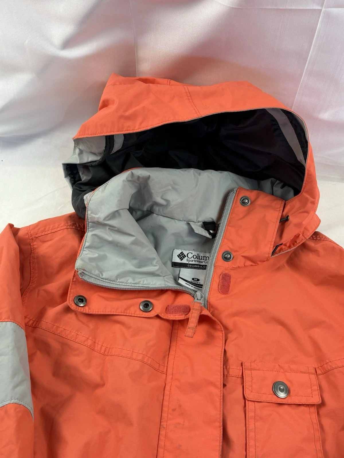 VETEMENTS Columbia Giacca Donna M Rosa Arancione Switchback Shell Giacca a Vento Zip Felpa con Cappuccio