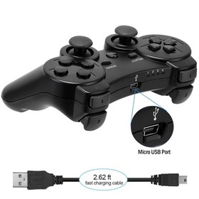 Diswoe Controller for PS-3, Wireless Bluetooth Gamepad BLACK