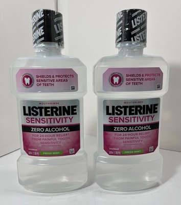 2x Listerine Sensitivity Zero Alcohol Mouthwash  16.9 Fl Oz Fresh Mint - NEW