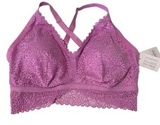 Auden Womens Bra Bralette Lace Removble Pad Crossback Adjustable Pink New Sz XXL