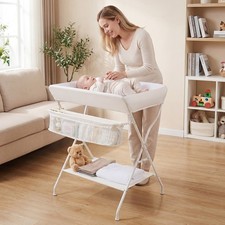 Infant Baby Changing Table Folding Diaper Station Organizer w/ Storage