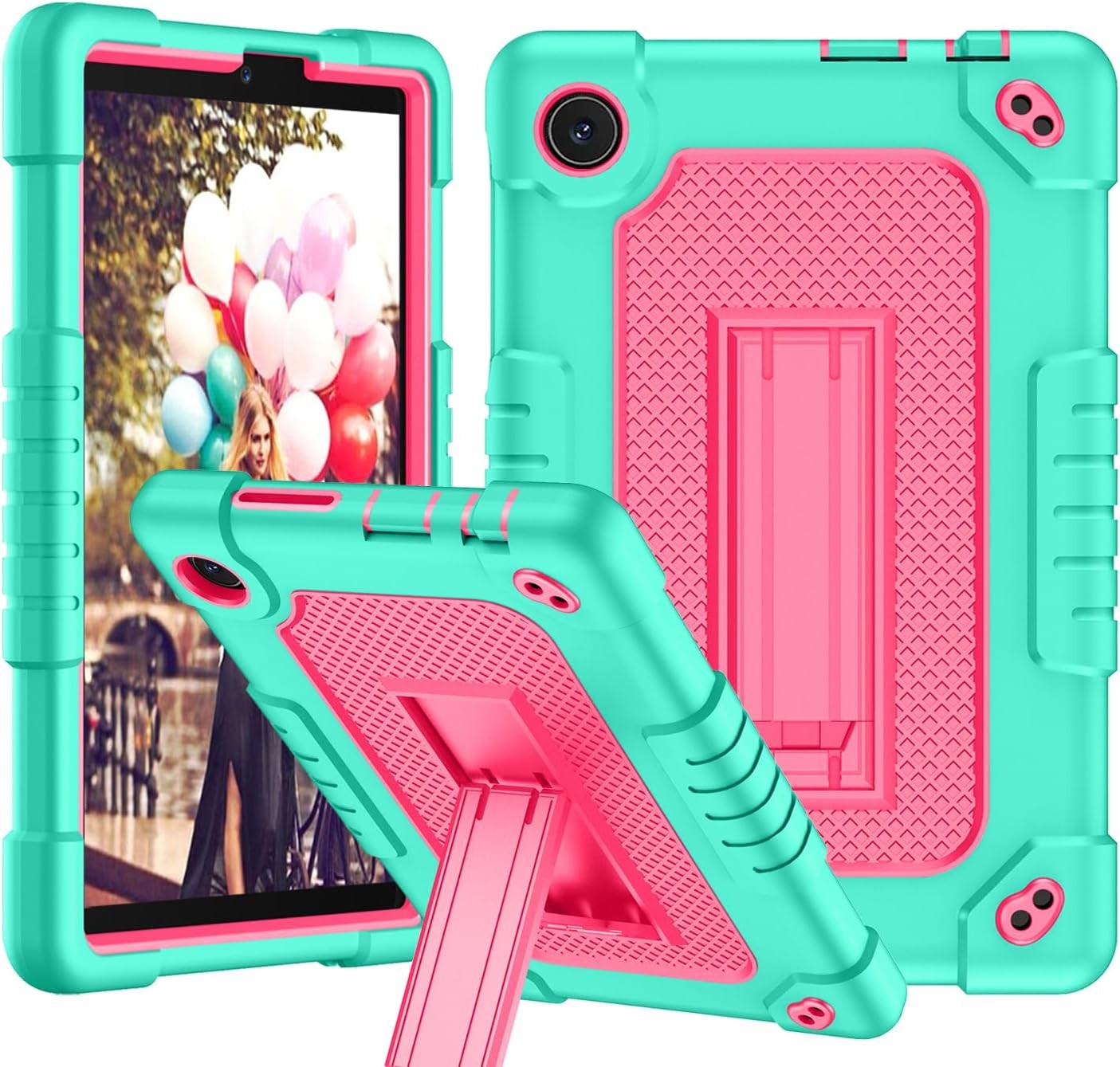 for TCL TAB 8 Plus 8 LE Tablet Case Shockproof Kids Friendly GreenPink 
