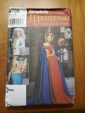 Simplicity Pattern 8728 Medieval Costume: Cape, Cloak, Headpieces One Size FF