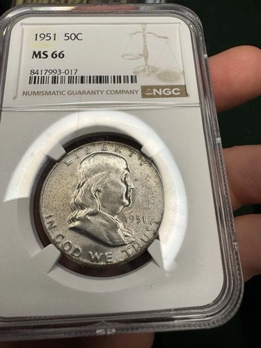 1951 Franklin Half NGC MS66 Toned