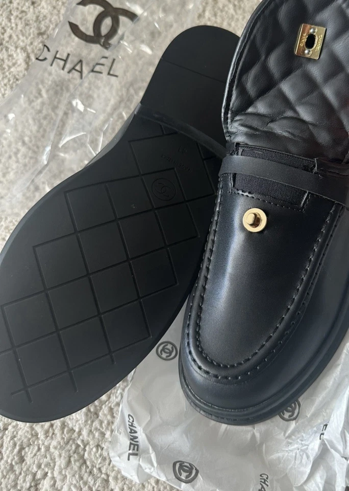 Mocassin noir chanel taille 37 - Photo 3/4