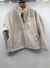 Wilo Ivory 1/2 Snap Fleece Pullover Front Zip Pocket Jacket - Size S
