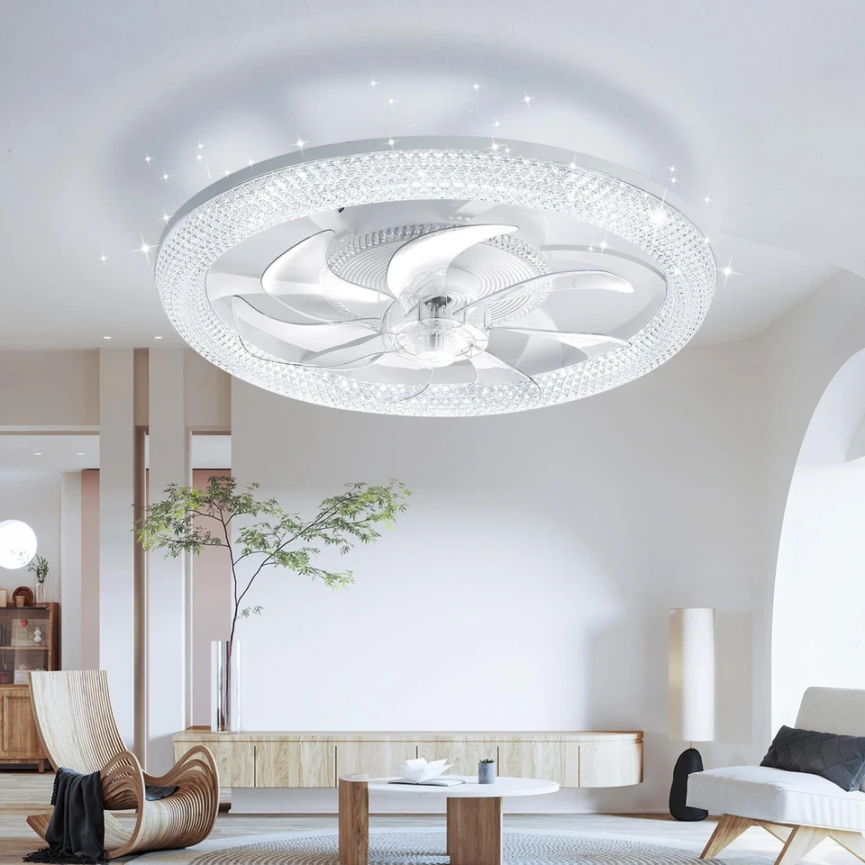 Large LED Ceiling Fan with Lighting LED Light Adjustable Wind + Remote 6 Speed - Image 2 of 4