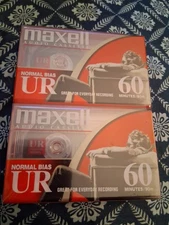 2 Sealed Maxwell UR 60 Audio Cassette Tapes Normal Bias blank  