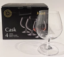Cask Brandy Whiskey Crystal Glasses by JoyJolt, Cognac 13.5 oz Clear 5.5"T Set/4