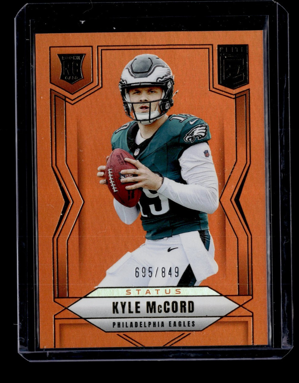 2025 Donruss Elite Kyle McCord #171 Status Metallic Orange 695/849 RC Eagles