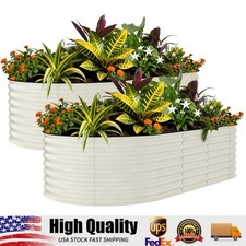 2 Pack Galvanized Raised Garden Bed Outdoor, 8 x 4 x 2 ft Metal Planter Box