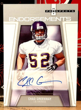 CHAD GREENWAY AUTO ~ 2006 FLEER HOT PROSPECTS / ENDORSEMENTS #HP-CG ~ VIKINGS