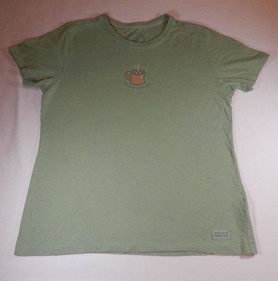 Life is Good green Take Your Sweet Time Coffee T-Shirt Size PS