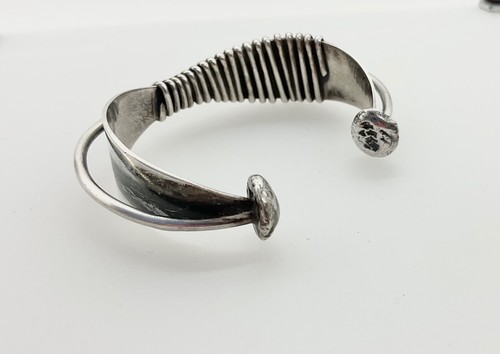 Ed Wiener Signed Sterling Silver Mid Century Modernist Cuff Bracelet Circa 1954 - Picture 20 of 23