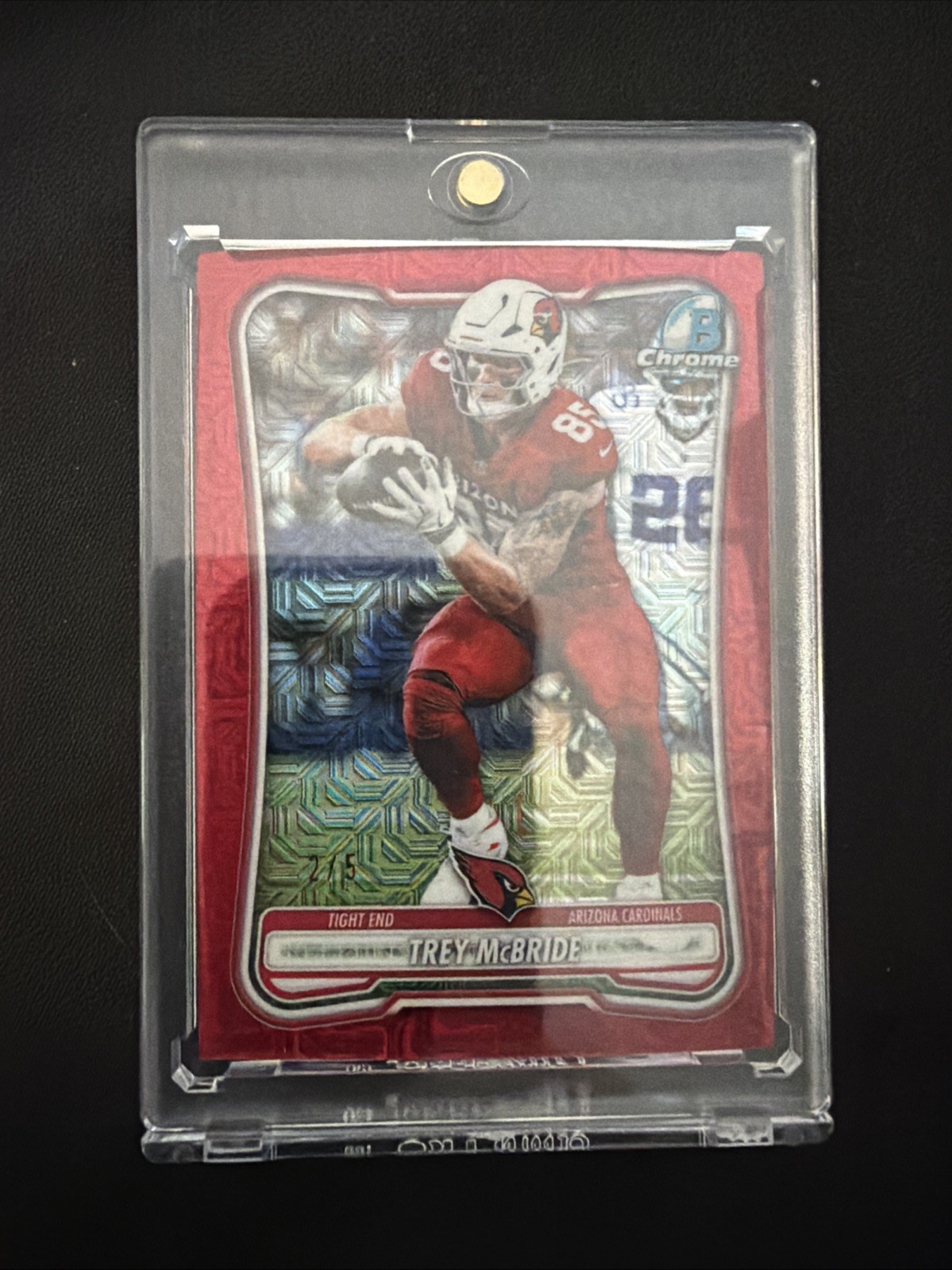 2026 Topps Bowman Chrome Trey McBride Arizona Cardinals Red Mojo 2/5 BCV-1