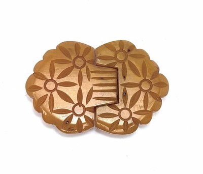 Vintage BAKELITE Butterscotch Belt Buckle