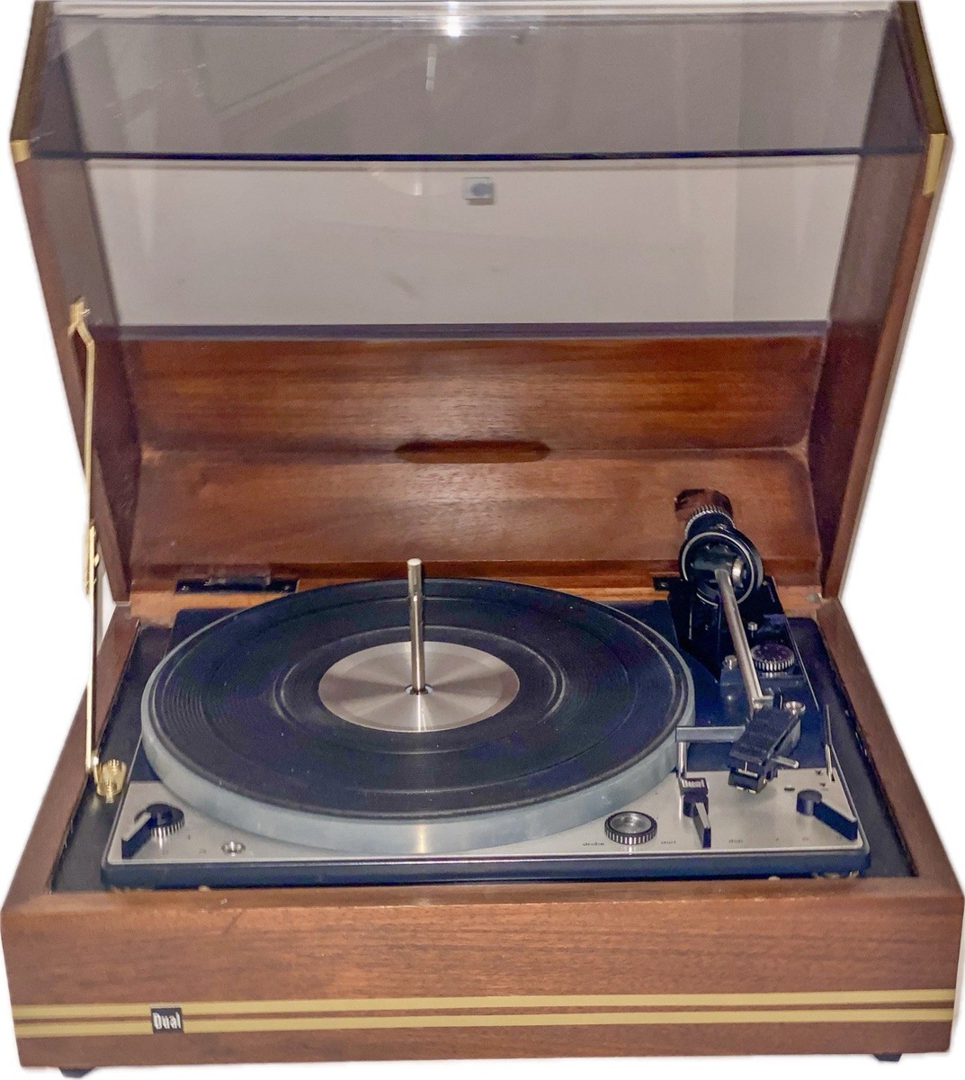 DUAL 1229 MULTI-PLAY TURNTABLE with Rare Dual Solid Walnut Lunch