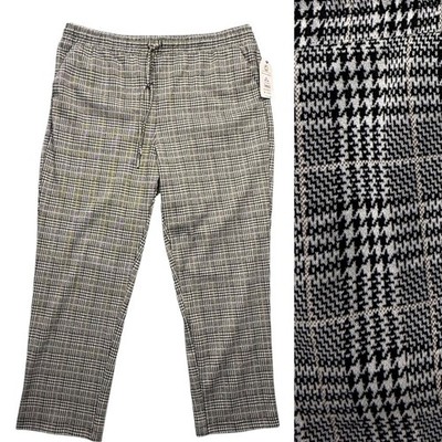 Time & Tru Plaid Pull On Trousers Pockets Stretch Preppy Office Womens XL 16-18